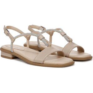 LifeStride Radiant Slingback Sandals 10W Tender Taupe Rhinestone NIB